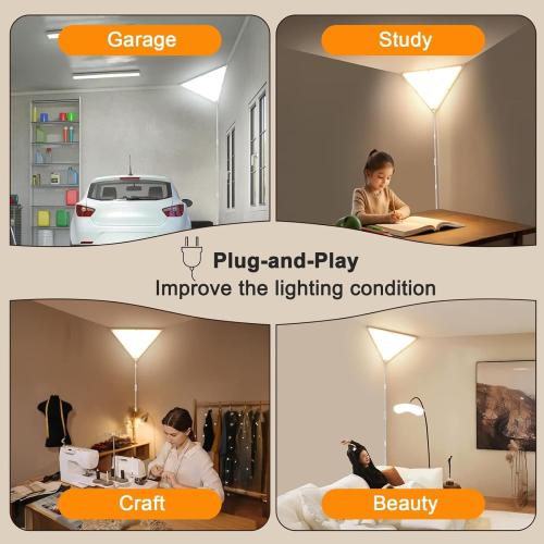 Upgraded Corner Light with Remote, Stepless Dimmable LED Corner Lights for Living Room, 3000K/4000K/6000K Plug in Ceiling Lights with Switch, Overhead Light for Bedroom, Living Room,24W