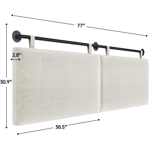 Headboard for King Size Bed, Wall Mounted Headboard with Fine Linen Upholstery and Button Tufting, Adjustable Heigh Head Board for Bedroom (Beige, King)