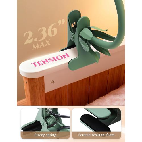 ONXE Clip On Light and Flower Desk Lamp, Flexible Gooseneck Reading Book Light with 3 Color Modes Cute Table Lamp Decor, Clip on Bedside Lamp for Bed Headboard,Table, Nursery,Dorm (Green-02)