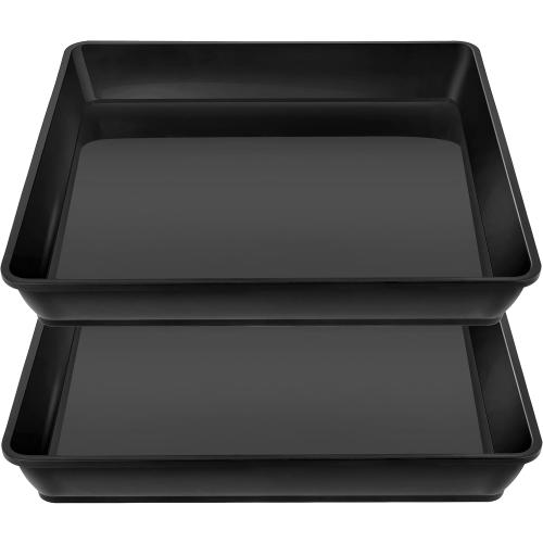 LWALRS Square Plant Saucer 20 22 Inch 2 Pack, Extra Large Plant Saucers, Deep Plant Trays for Pots, Heavy Plastic Water Tray Tor Plants, Planters for Indoors and Outdoors Plants (20 inch Black)