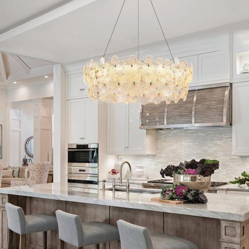 D32’’ Flower Luxury Crystal Modern LED Chandelier Gold Dimmable 3000-6500K Large Contemporary Chandeliers Light with Remote Control for High Ceiling Foyer Living Room Bedroom Entryway