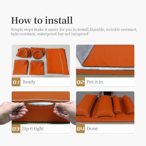 Outdoor Daybed Cushion Cover Twin,Daybed Mattress Bolster Pillow Fitted Sheet Cover,Twin Size Outdoor Daybed Cushion Covers (Spice Orange, 75 * 39 * 6in)