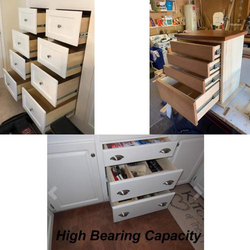 1 Pair 40 Inch 260 Lb Capacity Heavy Duty Drawer Slides(with Stainless Screws),Side Mount Undermount Full Extension 3 Fold Ball Bearing Stainless Steel Hardware Drawer Rails