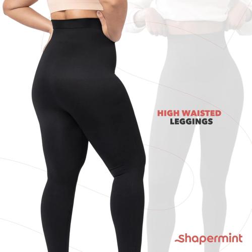 SHAPERMINT High Waisted Tummy Control Compression Leggings for Women - Petite to Plus Size Womens Leggings Non See Through