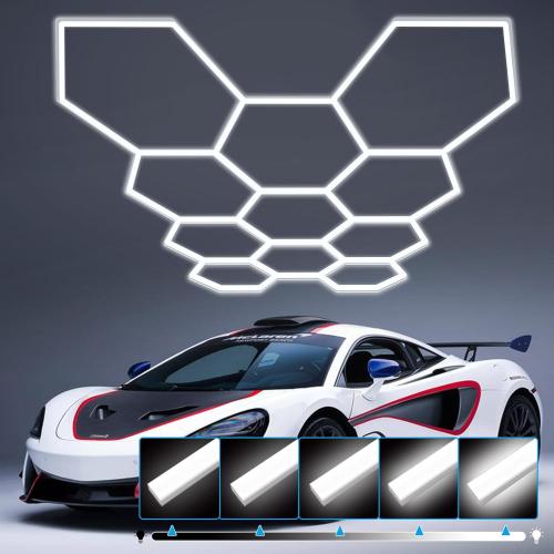 Hexagon Garage Light: Upgraded 10-100% Dimmable LED Garage Hexagon Lights, 50 Packs LED Light, 52800LM Super Bright Hexagon Lights for Garage Gym Basement Hair Salon