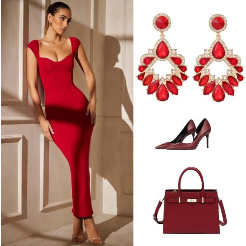 Fashion Rhinestone Statement Drop Dangle Earrings Large Colorful Crystal Chandelier Earrings for Women Bridal Wedding Party Prom