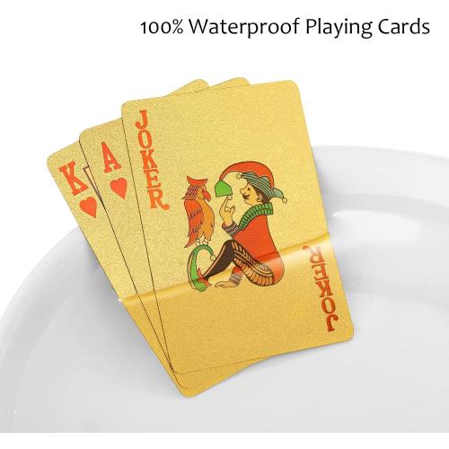 EAY Gold Waterproof Playing Cards - Poker Deck for Parties and Games