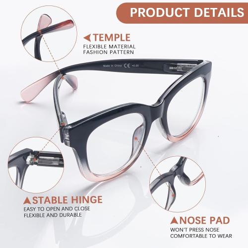 Oprah Style Reading Glasses for Women Blue Light Blocking 6 Pack Computer Readers Fashion Quality Eyeglasses