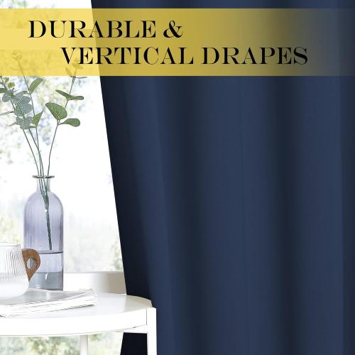 NICETOWN Blackout Curtain for Sliding Door - Patio Door Curtains, Thermal Insulated Wide Drapes/Draperies for Bedroom (Navy Blue, 100 by 84-Inch)