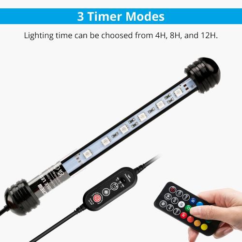 NICREW LED Aquarium Light, 7 Inches Submersible Fish Tank Light, Waterproof Underwater Light with Multicolor Option
