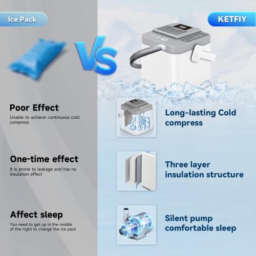 Cold Therapy Machine,Programmable Timer Knee Ice Machine with Silent Pump,Knee Replacement System for Cryotherapy Pain Sports Injuries,Ice Therapy Ankle/Leg/Shoulder/Back/Hip