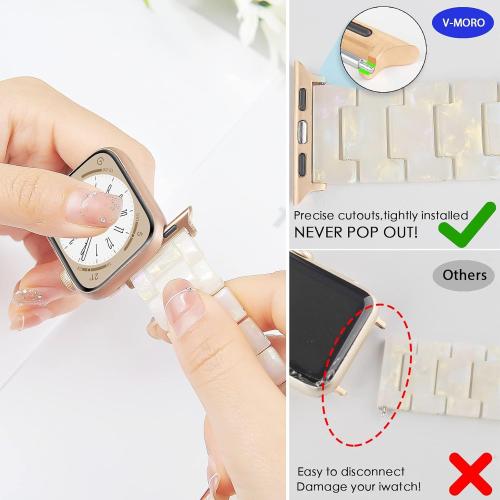 V-MORO Resin Band Compatible with Apple Watch Series 7/8/9/10/11 41mm/40mm/38mm/42mm Fashion Strap for iWatch Series 6/5/4/3/2/1/SE Lightweight Bracelet Wristband Replacement Women(Colorful Ivory White)