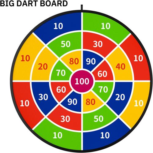 TEMI 29 Large Dart Board for Kids, Boys Toys Dartboards with 20 Balls, Indoor and Outdoor Sport Fun Party Play Game Toys, Birthday Gifts for Boys Girls 3 4 5 6 7 8 9 10 11 12 Years Old