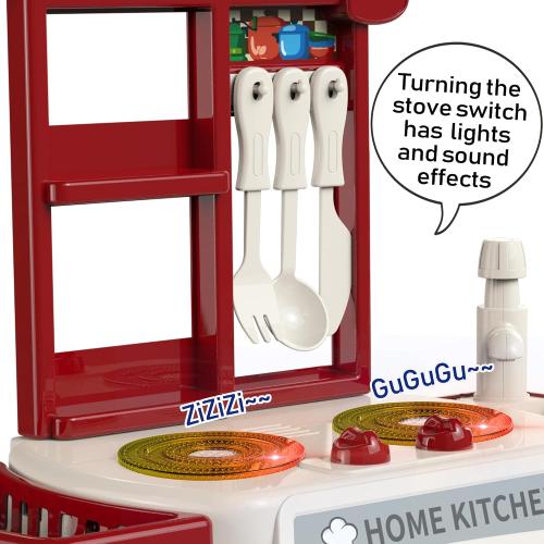 Kitchen Set for Toddler with Sound and Light，Pretend Cooking Food Set,Kids Kitchen Playset，Play Sink with Running Water and Electronic Induction Stove，Kitchen Accessories (Lyons Blue Kitchen)