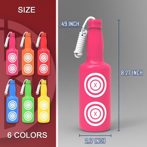KNINE OUTDOORS 6 Pack Plastic Bottles Shooting Targets for Shooting, 6 Bright Colors with Hanging Rope for Target Practice, Target Practice for Airsoft Pellet Pistol BB Gun