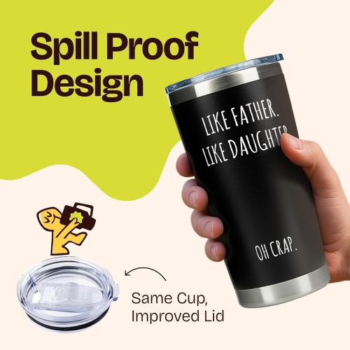 KLUBI Dad Birthday Gifts from Daughter - Like Father Like Daughter Oh Crap Mug Funny Father's Day Gifts 20 Ounce Fathers Tumbler Fathers Day Drinking Cup from Children Girl Dad Travel Mug Gift