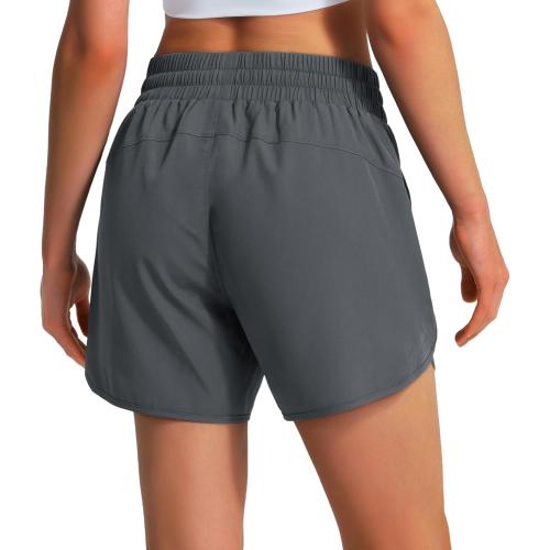 Ksmien Women's 5 Athletic Running Shorts Quick Dry Lightweight Workout Gym Shorts with Zipper Pockets UPF 50  medium