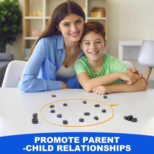 Magnetic Chess Set with 32 Travel-Stones, 3 String & Portable Storage Bag, Strategy Board Game for Family Game Night, Indoor Outdoor Use for Kids Adults