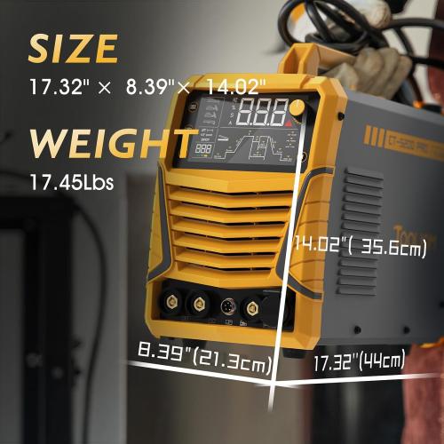 TOOLIOM CUT/HF TIG/Pulse TIG/Spot Welding/Stick 5 in 1 Portable Welding Machine: 50A Air Plasma Cutter, 200A TIG Welder, 180A Stick Welder, with Dual Voltage 110&220V