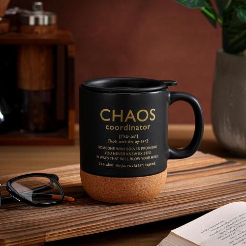 Remerry 1 Pcs Valentine's Chaos Coordinator Gifts Thank You Gift Employee Appreciation Coffee Mug Ceramic Coffee Mug Gift for Boss Manager Employee Coworker Friend Teacher Women Men (Black)