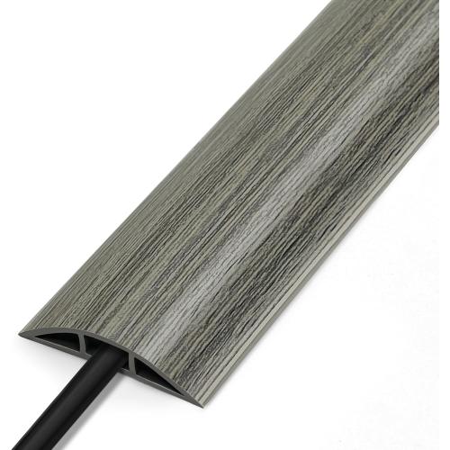 Size 4ft Wood Grey Cord Hider - 4FT Soft PVC Cord Protector, Hide Extension Floor Wire Covers for Cords, Organizer Wires Floor Cable Cover, Cable Cavity: 0.47 (W) x 0.24 (H)