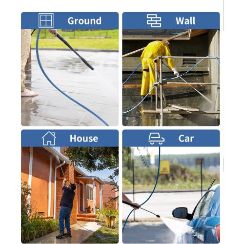 Pressure Washer Hose 100FT 3/8 for Cold and Hot Water 212°F, with Swivel Quick Connect, 4500PSI Kink Resistant Grade Steel Wire Braided, Power Washer Hose With 2pcs M22-14mm Adapter