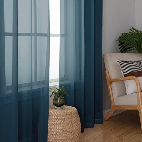 Simplebrand Dusty Blue Sheer Curtains 90 Inches Long 2 Panels, Light Filtering Rod Pocket Solid Color Window Sheer Curtain Panels, Elegant Curtains & Drapes for Living Room, Bedroom, 42 W x 90 L