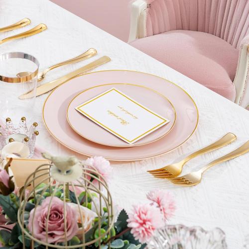 Supernal 350pcs Pink Plastic Plates,Plates Disposable