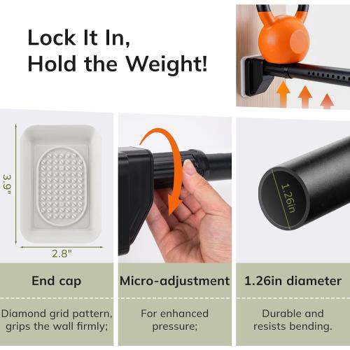 Umimile Tension Curtain Rod 75-102 Inch, Adjustable Shower Rod, Black | 1.26 heavy-duty rustproof steel, super grip diamond end caps stay securely. No-Drill. Fits bathroom, closet & windows.