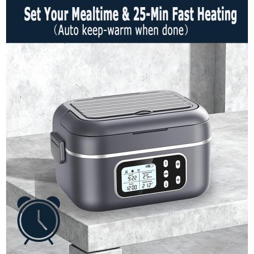 27000mAh Cordless Electric Heated Lunch Box, 100W Rechargeable Portable Food Warmer for Adults Work Travel Car - Battery-Powered & Self-Heating, 2 x 6.3 cups