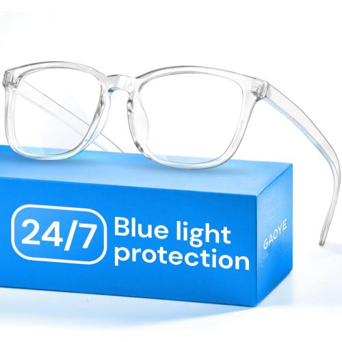 Gaoye Transparent, Clear Blue Light Glasses for Computer & Gaming - Anti UV Ray Lenses, Scratch-Resistant & Comfort Fit