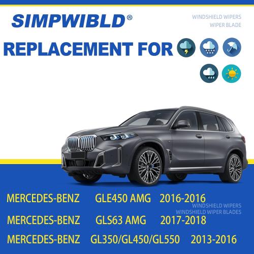 3 Factory Wiper blades Replacement For 2015 Mercedes-Benz ML250 ML400/2012-2015 ML350 ML63 AMG Original Equipment Replacement Windshield Wiper Blades Set 26 23 12 (Set of 3) Top Lock