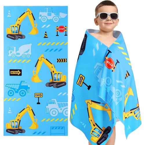 WERNNSAI Truck Kids Beach Towel for Boys - 30” x 60” Truck Sand Free Swim Towels for Boys Bath Pool Camping Travel Towel Quick Dry Ultra Absorbent Super Soft Beach Blanket Bath Shower Towel