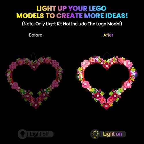 Upgraded Led Light Kit Compatible with Lego Heart Ornament Building Set, Lights Decoration Compatible with Lego 40638, Great Gift for Valentine's Day (Model Not Included)