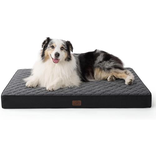 Bedsure Orthopedic Dog Bed for Extra Large Dogs and Crate - Thick Memory Foam Pet Mattress with Removable Washable Cover and Egg Crate Foam, Suitable for Pet Up to 100 lbs, , Black