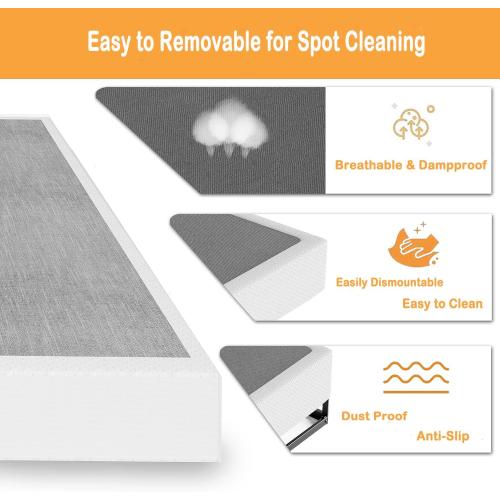 Box Spring Queen 5 inch only Low Profile Heavy Duty Metal Mattress Foundation Max Weight Capacity Strong Steel Structure Quiet Simple Assembly Extra-Strong Support No Noise Easy to Clean (MISSING BOLT)