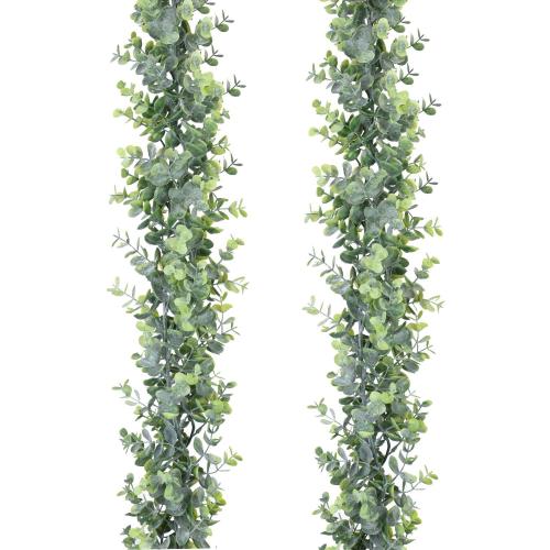 DearHouse Faux Eucalyptus Garland Plant, 2 Pack Artificial Vines Hanging Eucalyptus Leaves Greenery Garland for Wedding Backdrop Arch Wall Decor, 6 Feet/pcs UV Protected Indoor Outdoor