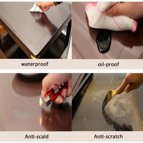 PVC Clear Table Protector,Clear Desk Cover,Rectangular Vinyl Desk Pad,PVC Plastic Table Cover,for Office,Dresser,Night Stand, Computer