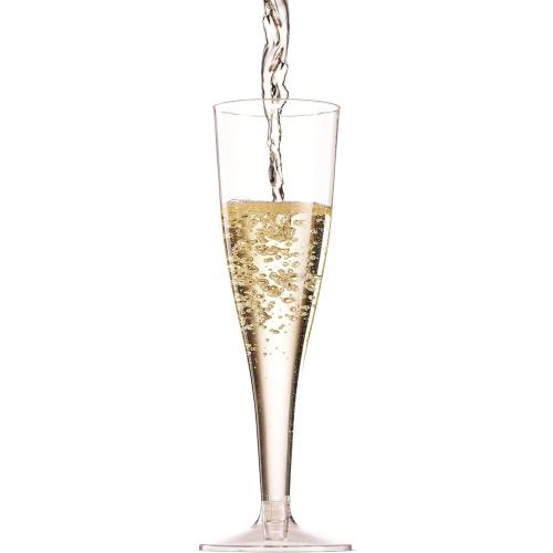 Munfix 100 Plastic Champagne Flutes - 5 Oz Disposable Clear Champagne Glasses for Parties, Mimosa Bar, Events, Wedding and Shower Party Supplies - Toasting Cocktail Cups