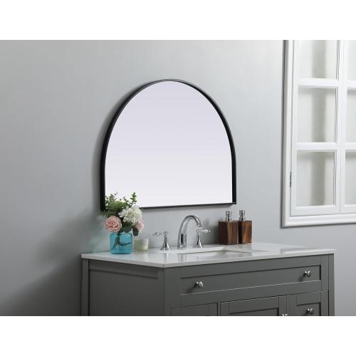 Reflection, Metal Frame Arch Mirror 26X36 Inch in, Modern, Black