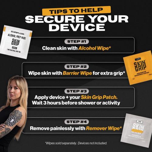 Skin Grip Universal Adhesive Patches for CGM and Insulin Pumps with Cutout (20-Pack), 0.8-Inch Hole, Waterproof & Sweatproof for 10-14 Days, Glucose Monitor Patch, Diabetic Sensor Cover, Multi Color