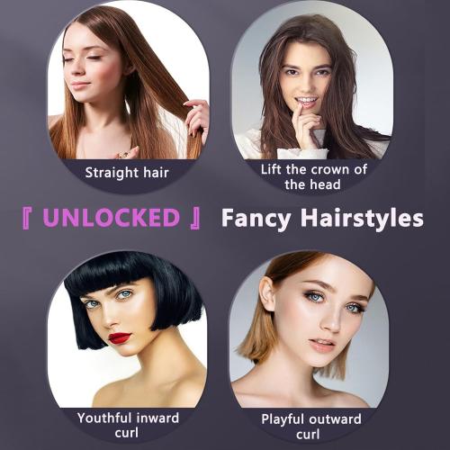 2026 Go Brush Pro for Short Hair, Portable Straightener Brushs for Travel, with LCD Temperature Display, Fast Heating Cordless Mini Hair Brushs Styling Tools (Purple)