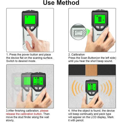Black and Silver Stud Finder Wall Scanner - 5 in 1 Stud Finder Tool w/Microprocessor Chip and HD LCD Display, Stud Detector Beam Finders for Center & Edge of Wood AC Wire Metal Studs Joist Pipe