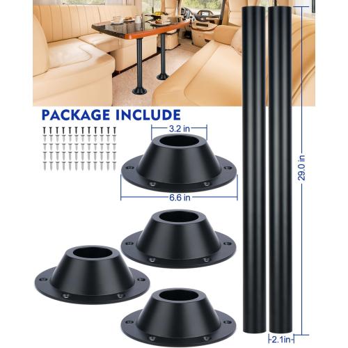 2pCs Size 29 RV Table Base Mount and RV Table Leg with Upgraded Hole Design, Aluminum Camper Table Leg Base Mount for RV Boat Camper Trailer, 2 PCS