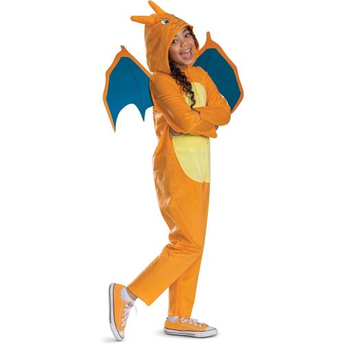 Disguise Pokémon Charizard Costume for Kids, Official Charizard Pokémon Hooded Jumpsuit Size M