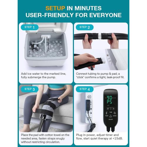 ALLJOY Cold Therapy Machine with 3 Programmable Timer 5-95min | 5 Adjustable Flow & <15db Ultra Quiet Knee Ice Machine for Recovery After Surgery, 8.5QT Portable Cryo Pain Relief System