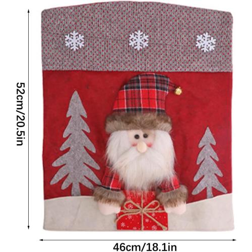 FQQWEE 4PCS Christmas Chair Covers, 3D Cute Plush Christmas Chair Back Covers, Xmas Dinner Chairs Cover, Christmas Dining Chair Slipcovers, Santa Claus, Snowman, Elk(#2)
