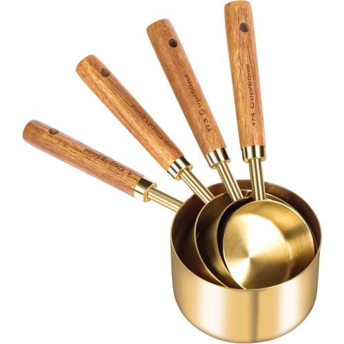 GuDoQi Gold Measuring Cups and Spoons Set of 8