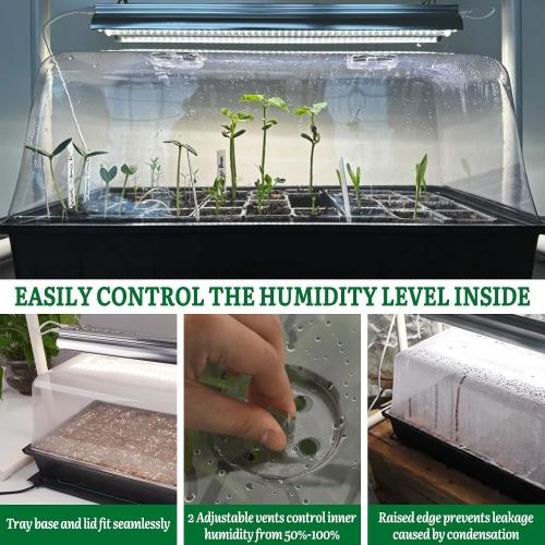 SOLIGT 1020 Size Seed Starter Kit with Grow Light and Heat Mat – 7 Humidity Dome, 6x12 Cell Seed Starter Tray, Bright-Adjustable with 8/12/18H Timer & Stand for Seed Starting & Seedling Propagation