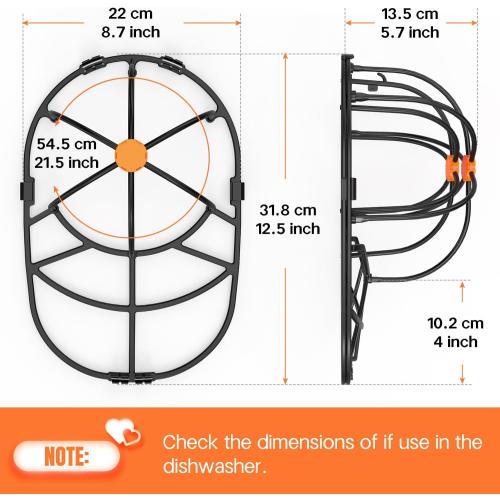 XQXA 1-Pack Hat Washer Cage, Upgradedd Baseball Caps Washer for Dishwasher/Washing Machine, Hat Cleaner Protector Fit for Adult and Kids Hats, Black